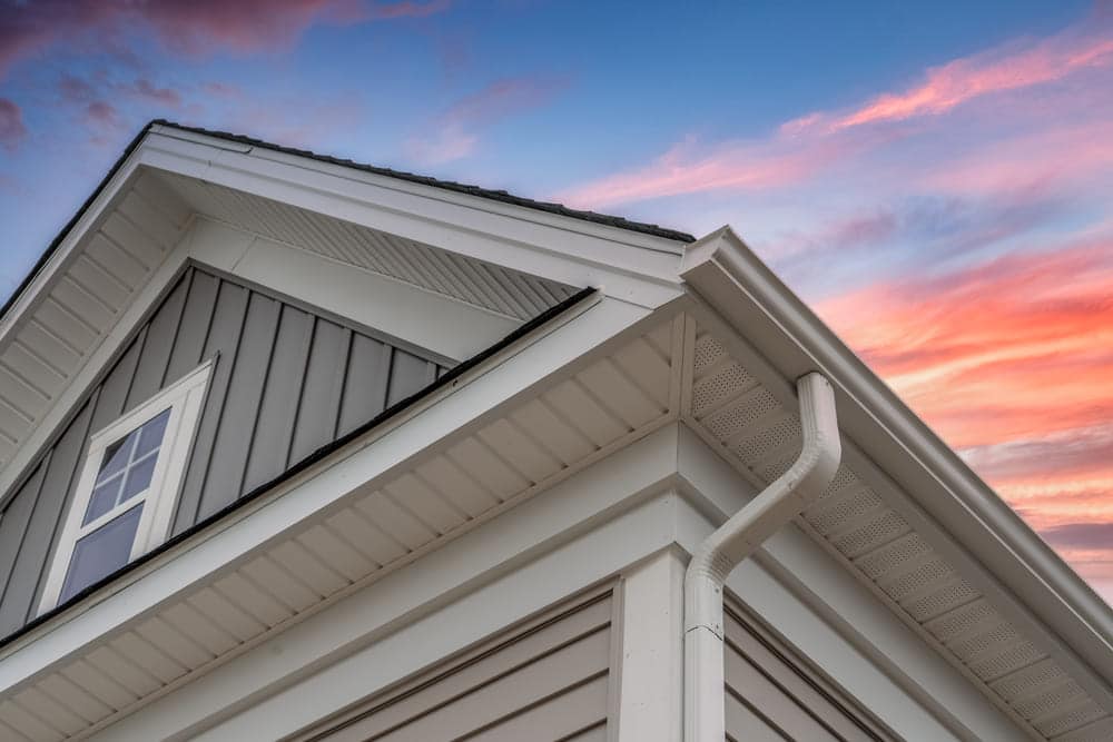 A soffit and fascia on the eave of a house