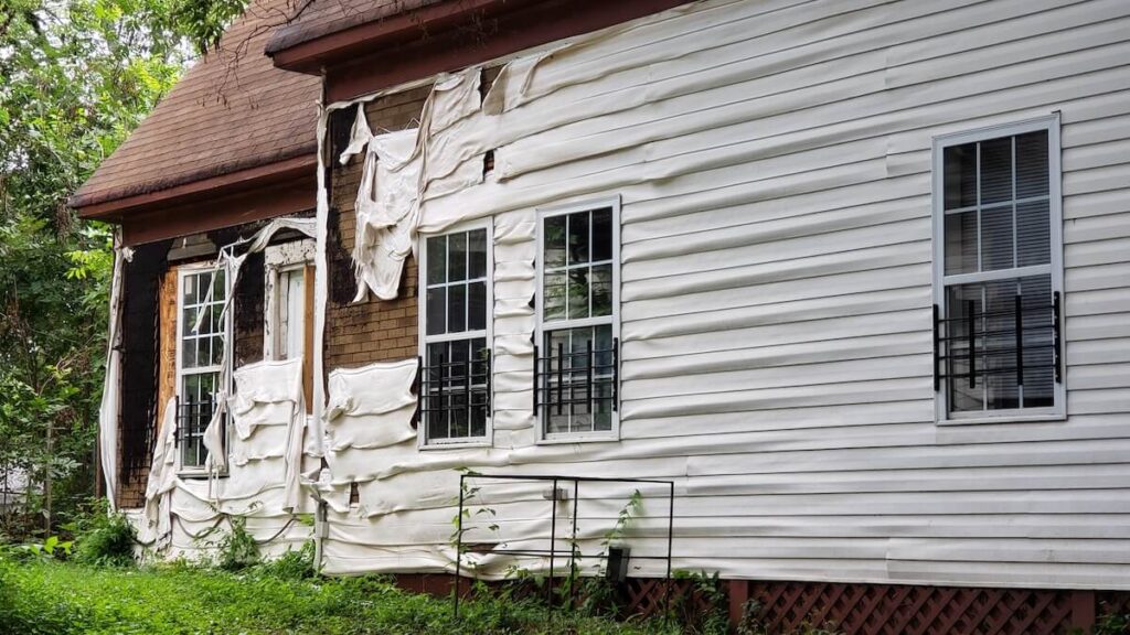 Metal vs. vinyl siding: A home with damaged and melted vinyl siding